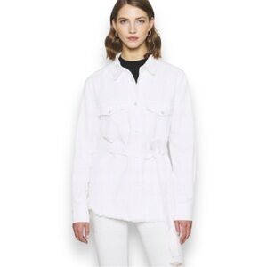 Zara denim jacket size XS oversized white belted
